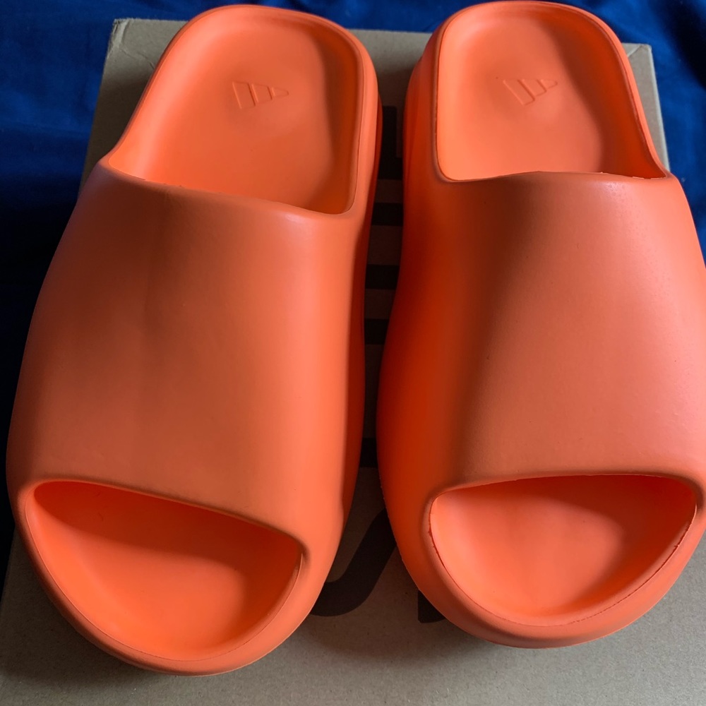 Orange yeezy slides